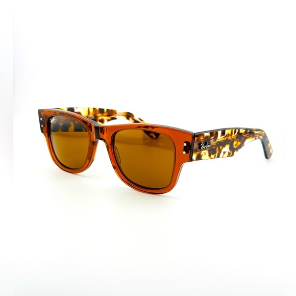 Ray-Ban Sunglasses Mega Wayfarer RB0840-S Polished Transparent Frame Brown Lens - Picture 9 of 16